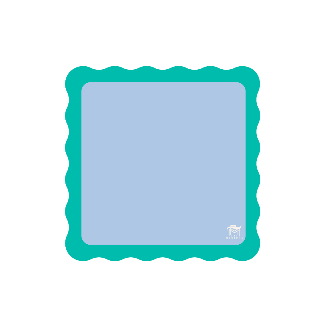 My Fair Mahjong MINI MAHJONG MAT  |  Color Wave  |  21" x 21": Cobalt Center-Blue Scallop
