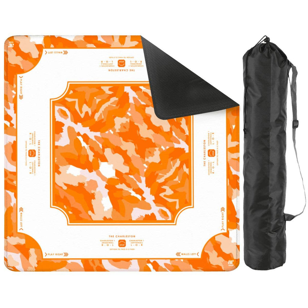 Game Day Mahjong Mat | Custom Team Colors | Sports-Inspired : Orange & White / 33" x 33"