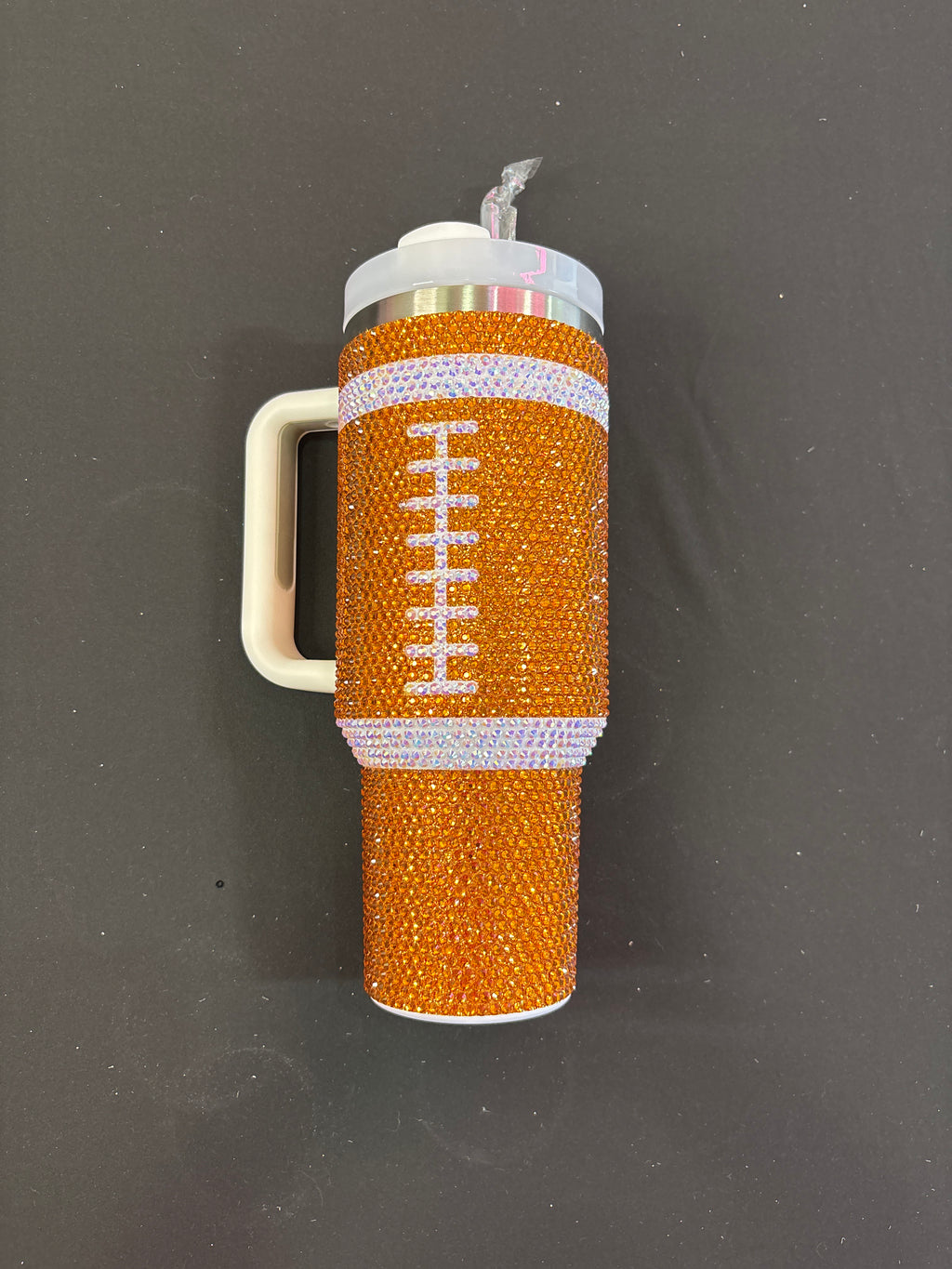 Orange Football Sparkle Tumbler Cup