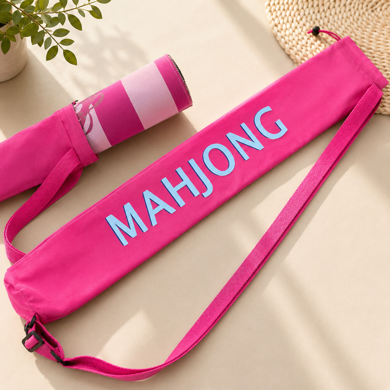 Mahjong Travel Bag – Large Capacity Crossbody Storage Tote: Dark Pink (Polyester)