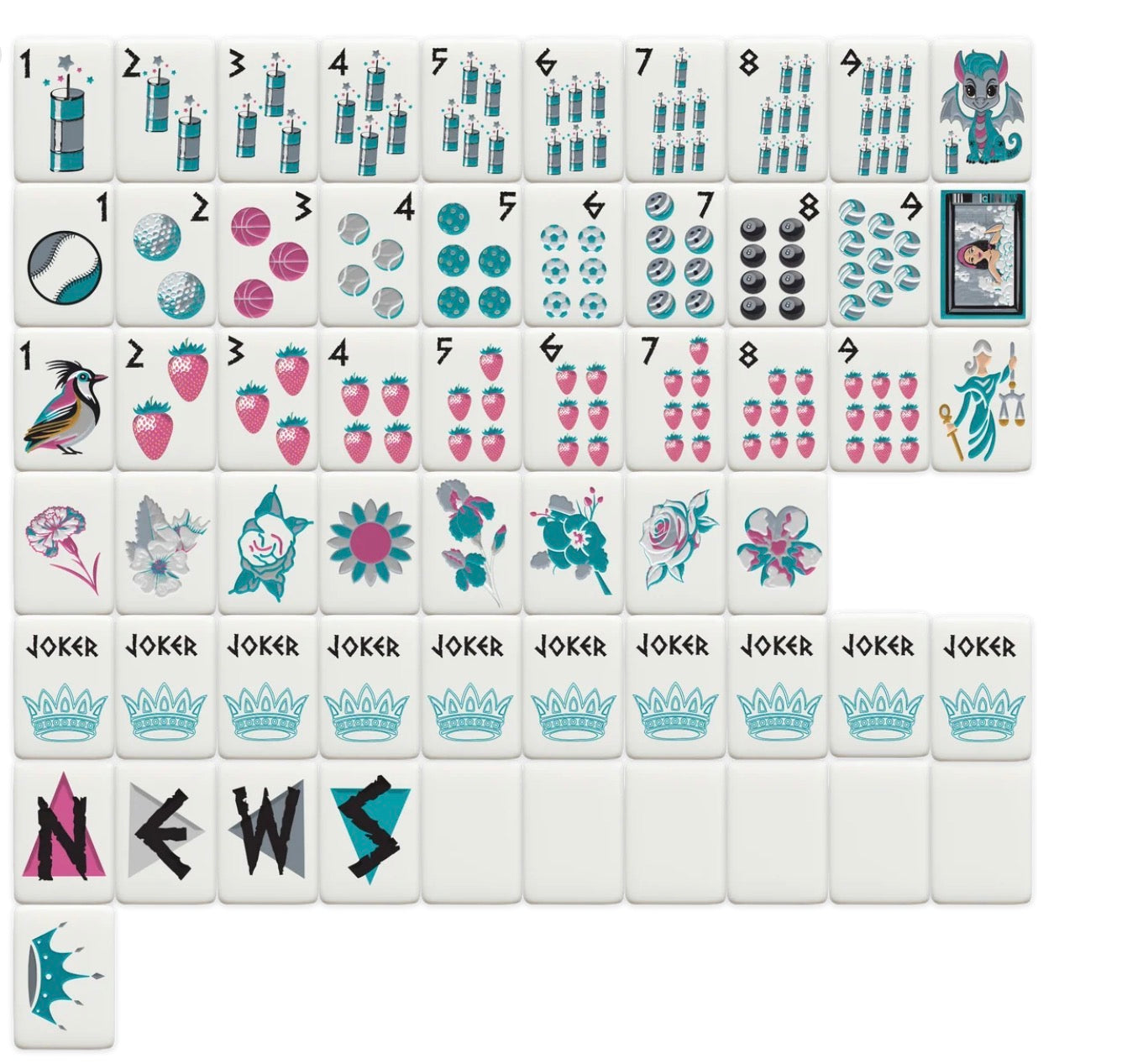 Mahjong Sisterhood Zeta Tau Alpha Bid Day Bundle - Mahjong Tiles, Mat, and Shufflers