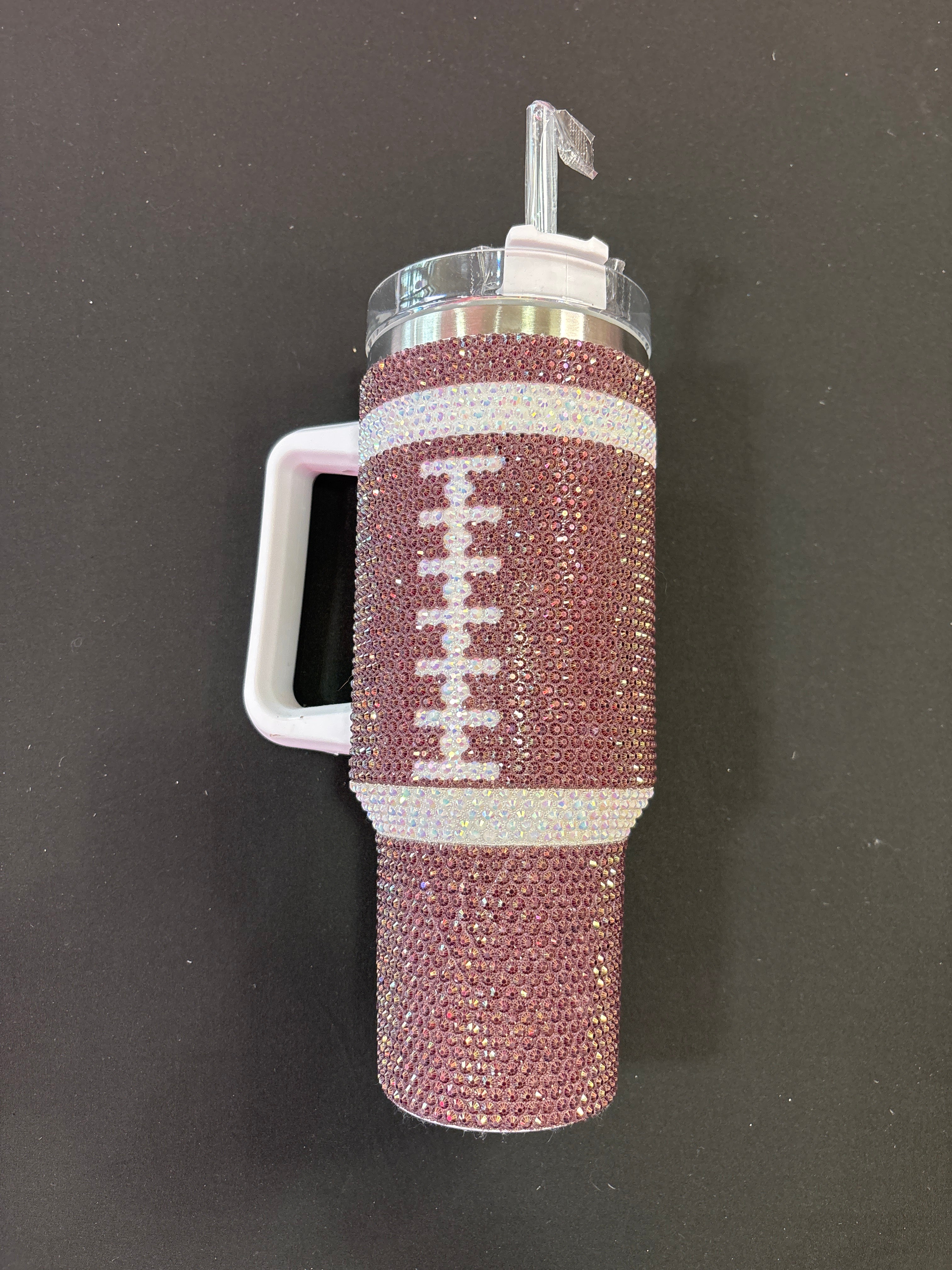 Brown Football Sparkle Tumbler Cup