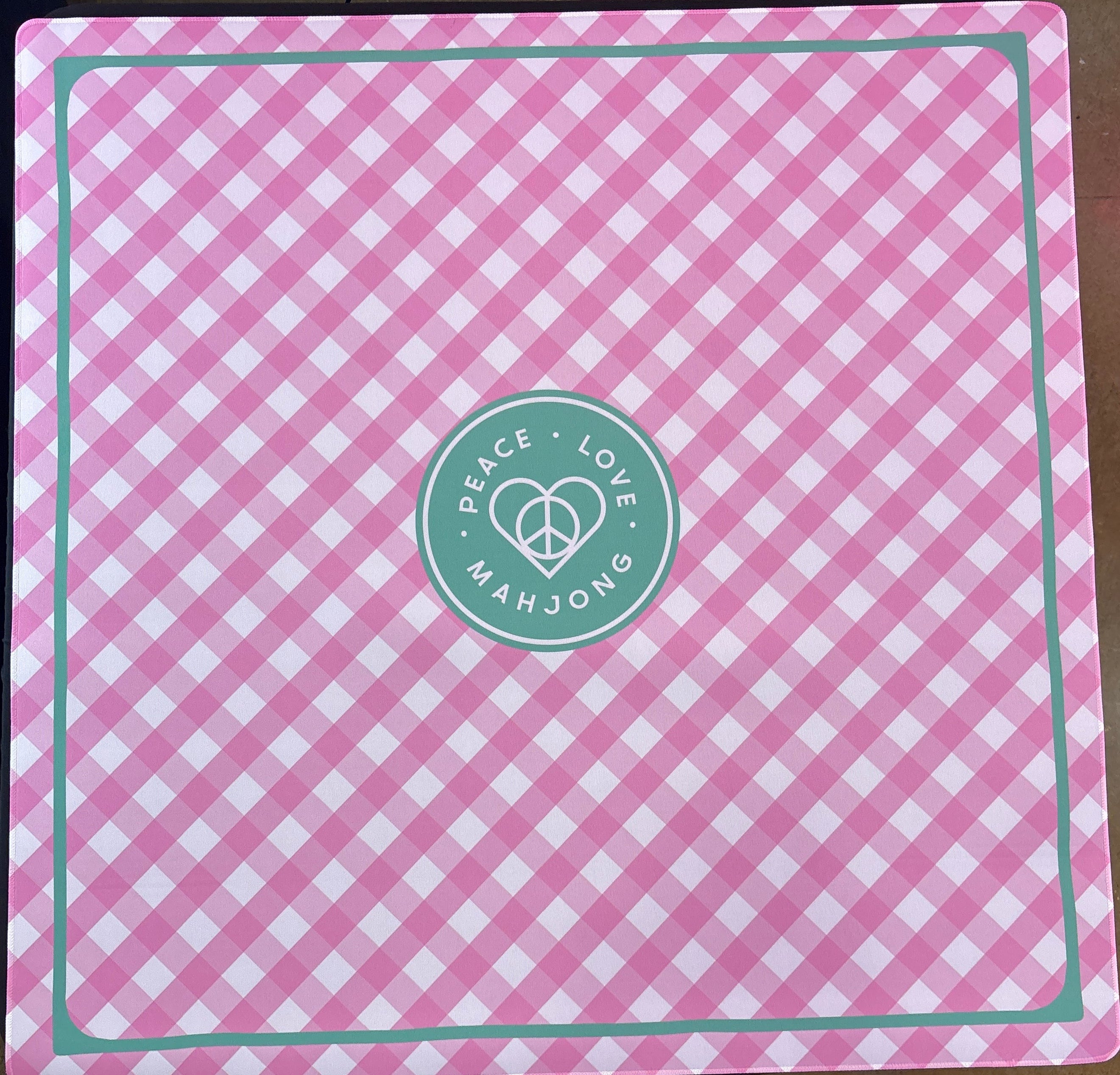 Peace Love Mahjong Plaid & Stripes Gingham- Pink Fling Mahjong Mat