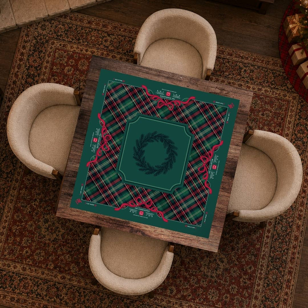NEOPRENE Evergreen & Tartan Mahjong Mat | Holiday Christmas