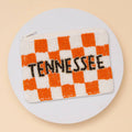 Gameday Checkered Pattern State Name Seed Beaded Coin Bag: Orange White