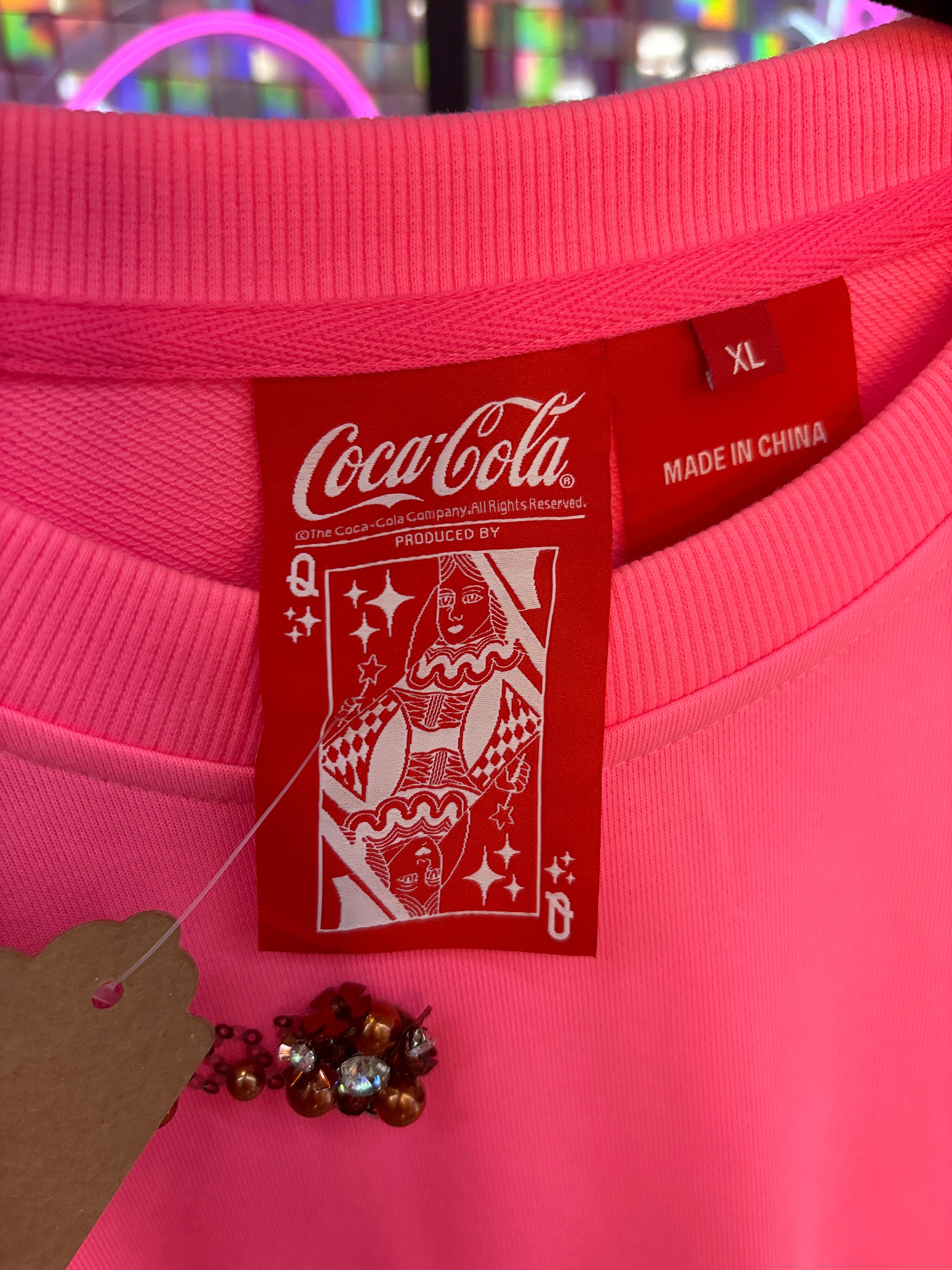 Queen of Sparkles QOS NWOT Pink Diet Coke Sweatshirt XL