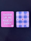 Miss Mahjong “Saddle up, we ride at dawn” Pink Shufflers (set of 2)