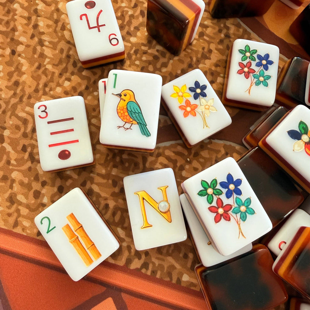 Amber Jade American Mahjong Tiles Tortoise Shell - 160 American Mahjong Tiles: Instock Amber Jade Tiles