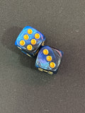 Blue and Black Marble Mahjong Dice