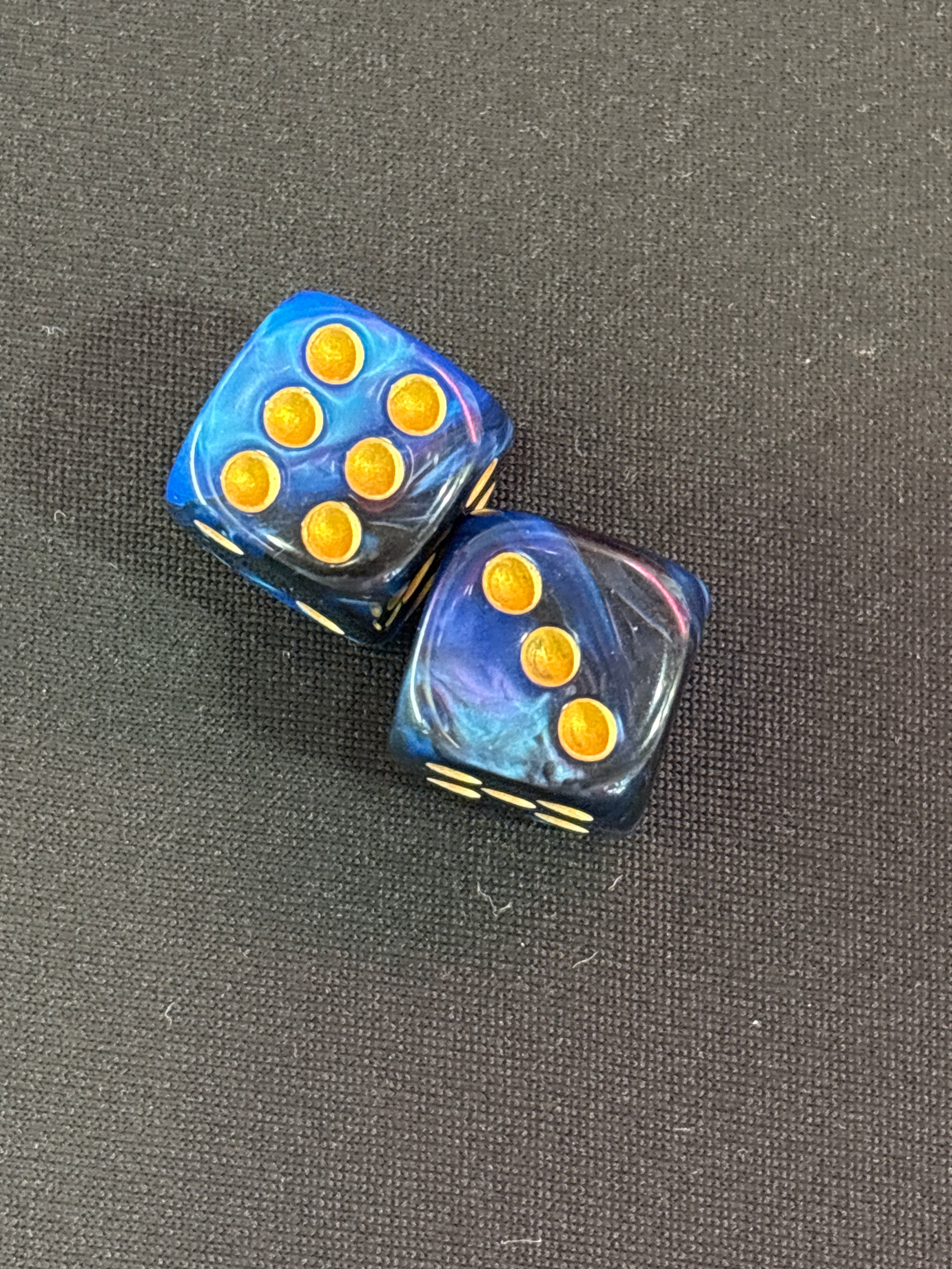 Blue and Black Marble Mahjong Dice