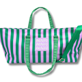 My Fair Mahjong MAHJONG TOTE BAG  |  Wide with Zipper Closure: Stripes- Green & Purple Tote Bag