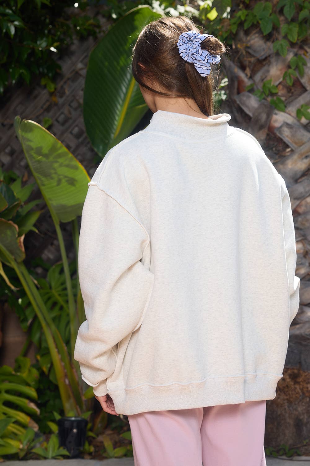 MAHJONG  Reversible "MAHJ"&"BAM" Mock Neck Sweatshirt: Ash Grey/Pink S/M OR L/XL (PRESALE ETA OCT!)