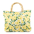 Lemons Beaded Tote Bamboo Handle