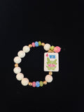 #20 Mahjong Tile Bracelet- with White, Pink, Green, and Blue Beads with 4 Flower