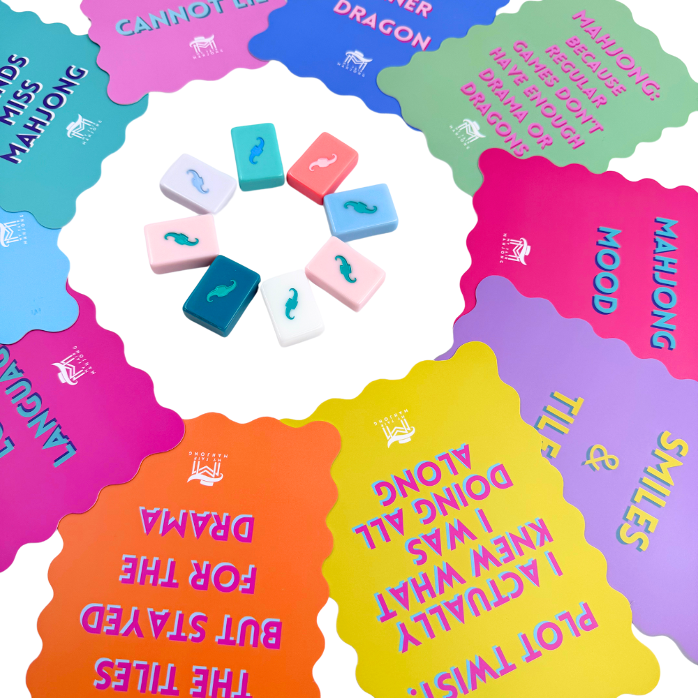 My Fair Mahjong MAHJONG SHUFFLE CARD  |  Scalloped Edges & Bright Colors  |  Sized to Store with Mahjong League Cards: 09-BLUE- DONT LET FRIENDS SKIP