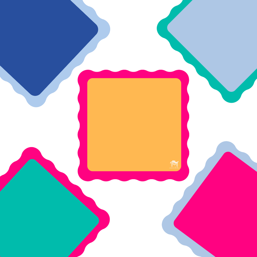 My Fair Mahjong MINI MAHJONG MAT  |  Color Wave  |  21" x 21": Orange Center- Pink Scallop