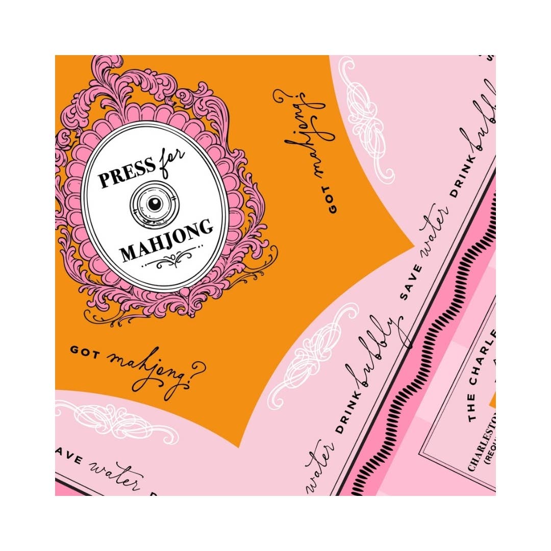 NEW NEOPRENE 'Press for Mahjong' Mat | Champagne & Mahj