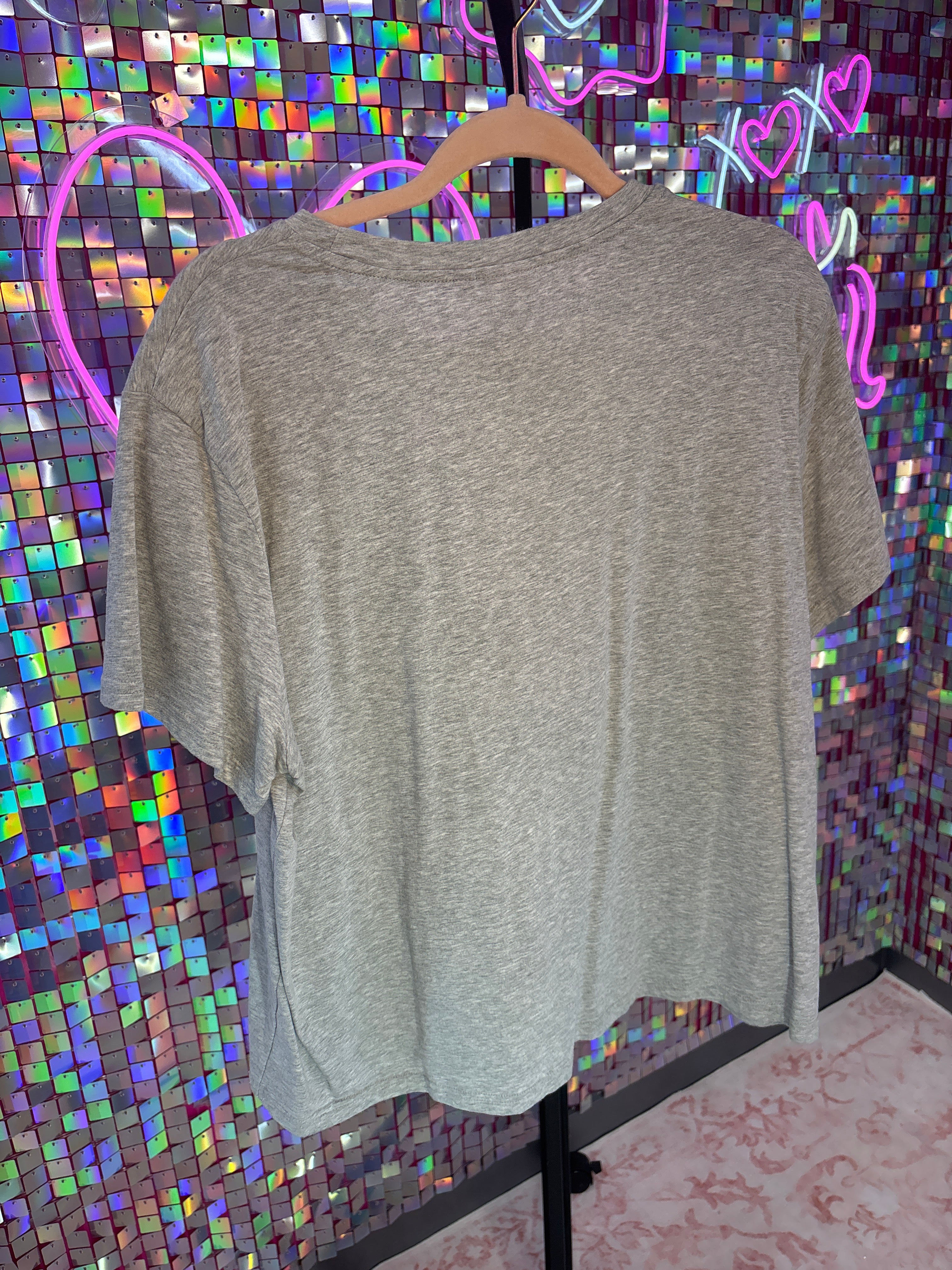 Queen of Sparkles QOS EUC Grey Baseball Tee L
