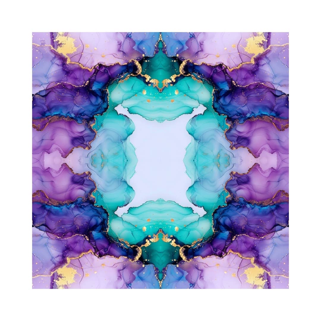 Purple Aqua Mahjong Mat | The Grand Marble Collection : 31.5" x 31.5"
