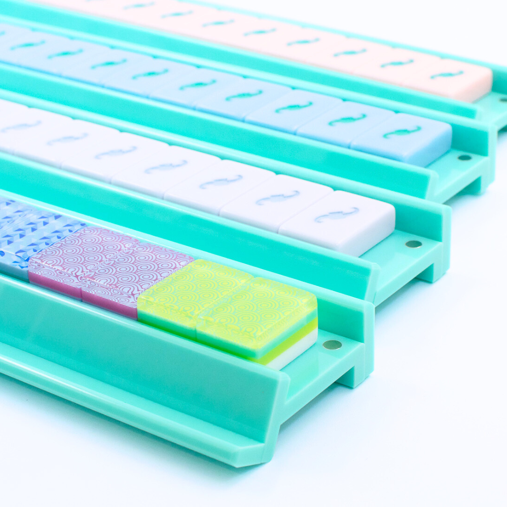 My Fair Mahjong MAHJONG RACKS | Premium Acrylic | 4 Racks + 4 Pushers: Transparent Clear