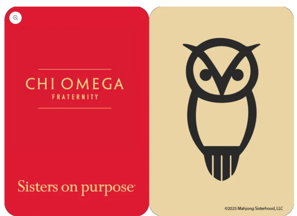 Mahjong Sisterhood Chi Omega Bid Day Bundle- Mahjong Tiles, Mat, and Shufflers