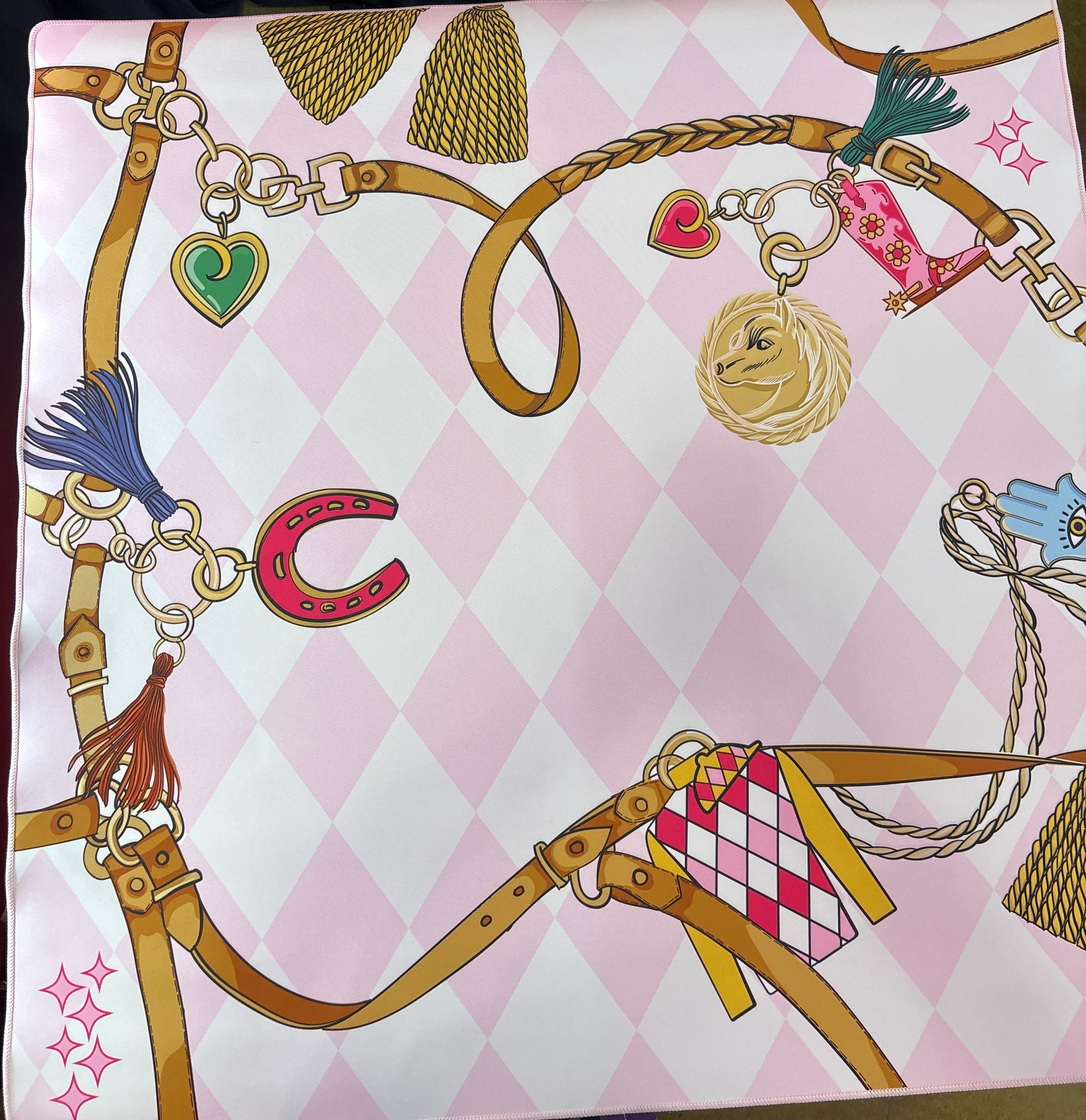 Year of Horse Light Pink Double Sided Bespoke Mahjong Mat