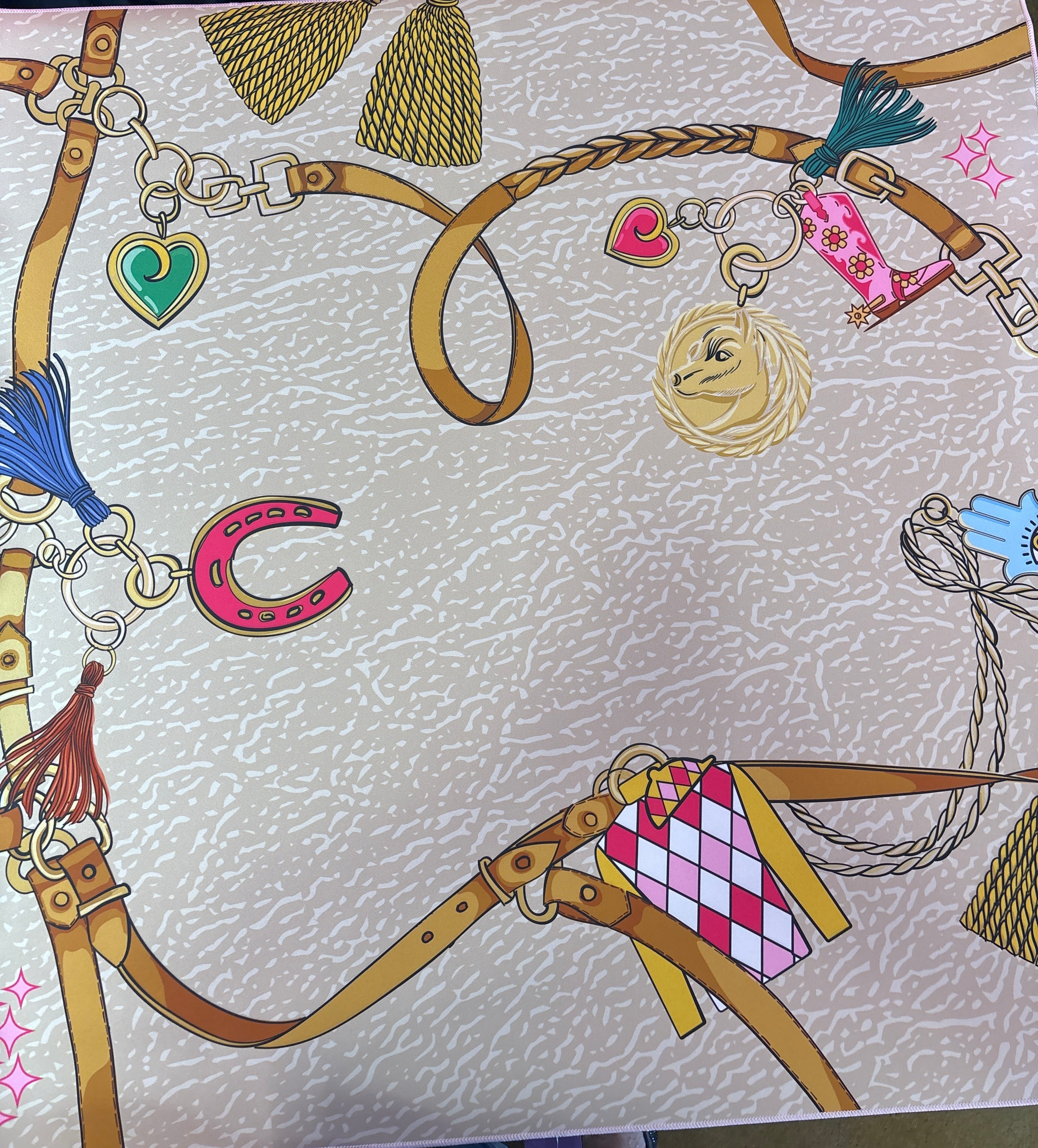 Year of Horse Tan Bespoke Double Sided Mahjong Mat