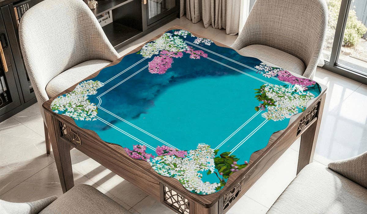 Serene Lilacs Mahjong Mat Scalloped 31.5 x 31.5 3mm