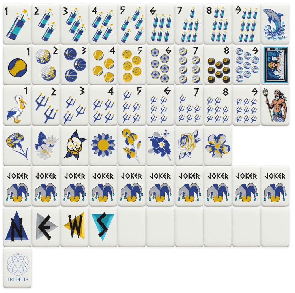 Mahjong Sisterhood Tri Delta Bid Day Bundle- Mahjong Tiles, Mat, and Shufflers