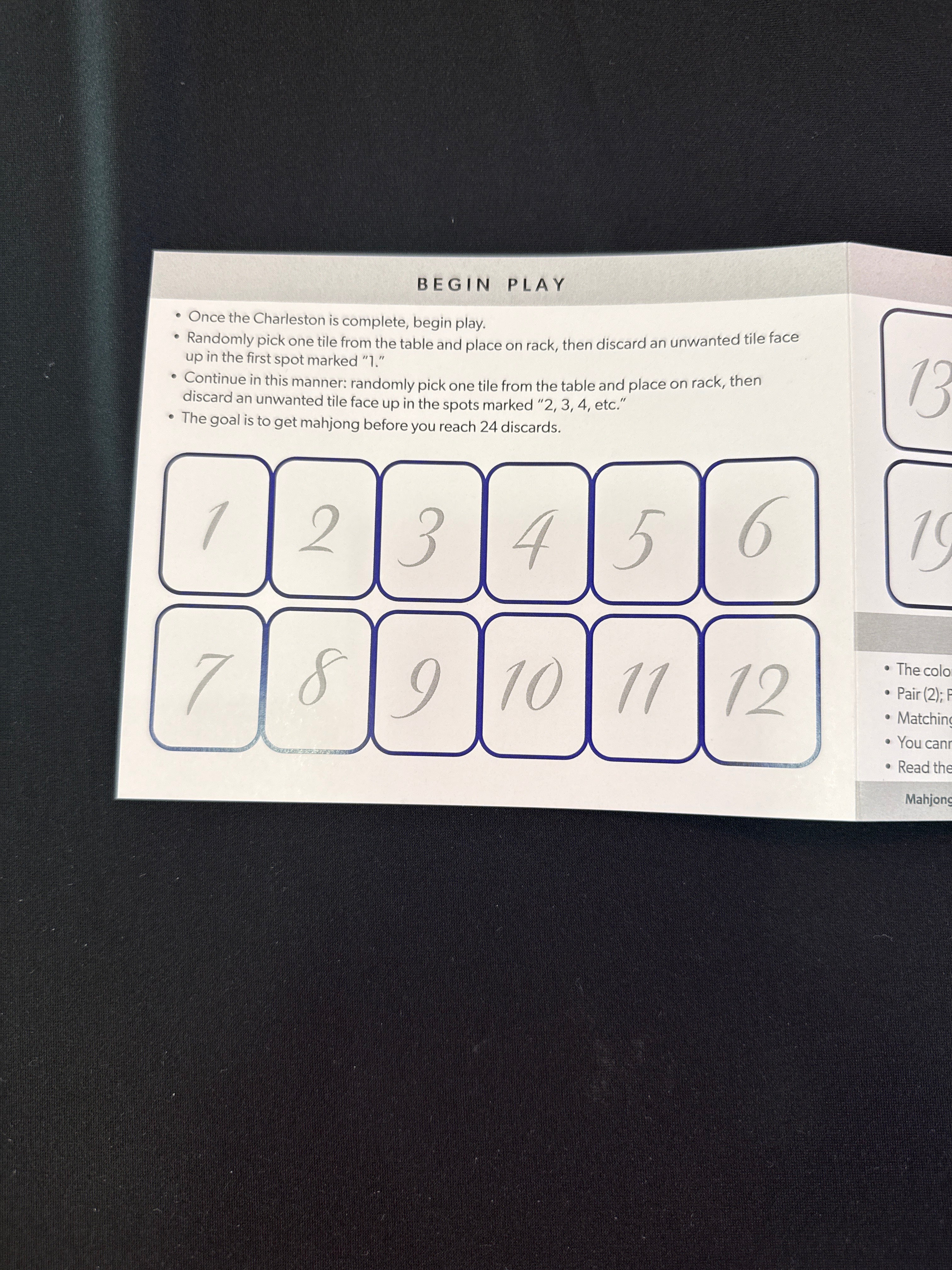 Mahjong Table for One Card