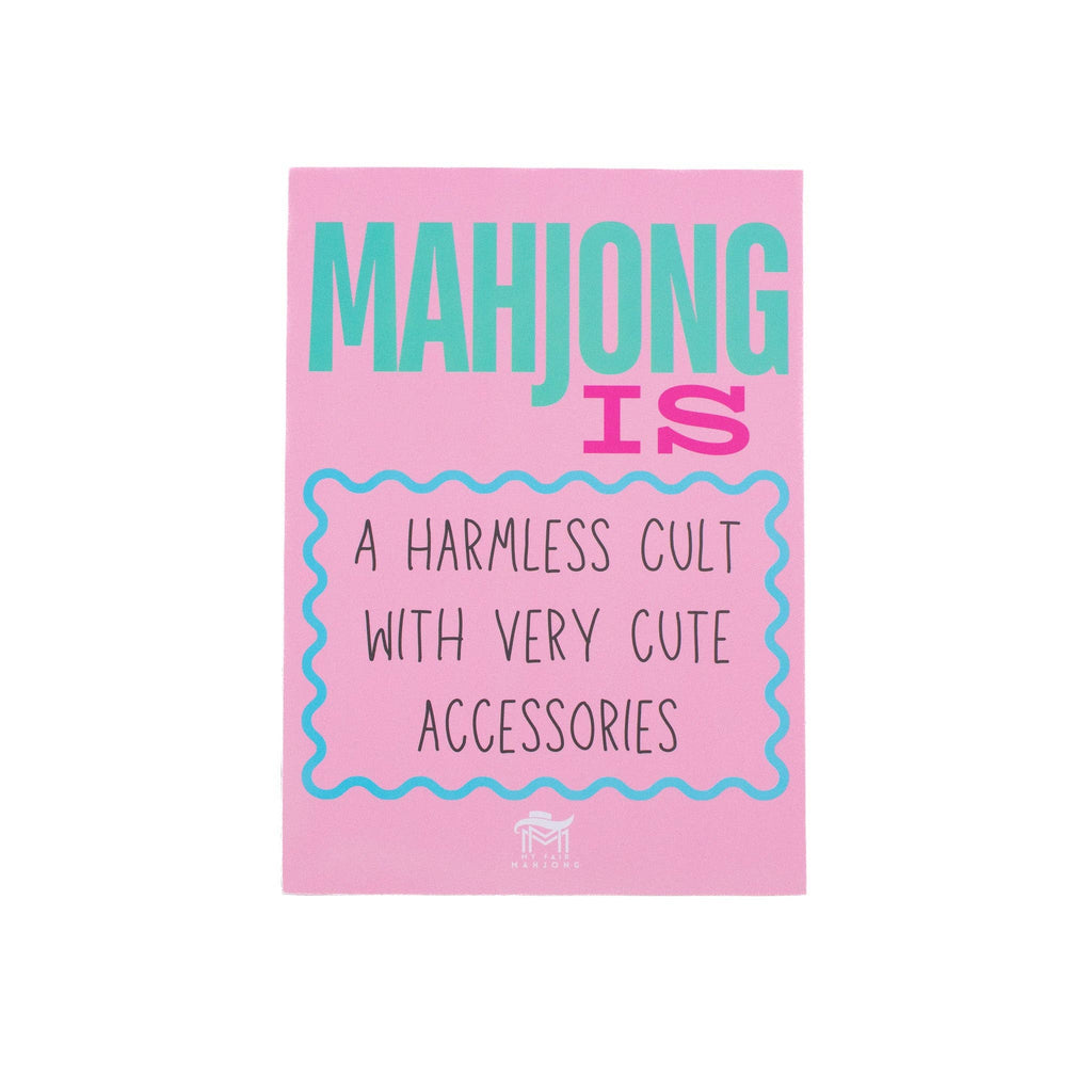 My Fair Mahjong MAHJONG SHUFFLE CARD  |  Mahjong Is Series  |  Sized to Store with League Cards: Pink- Harmless Cult