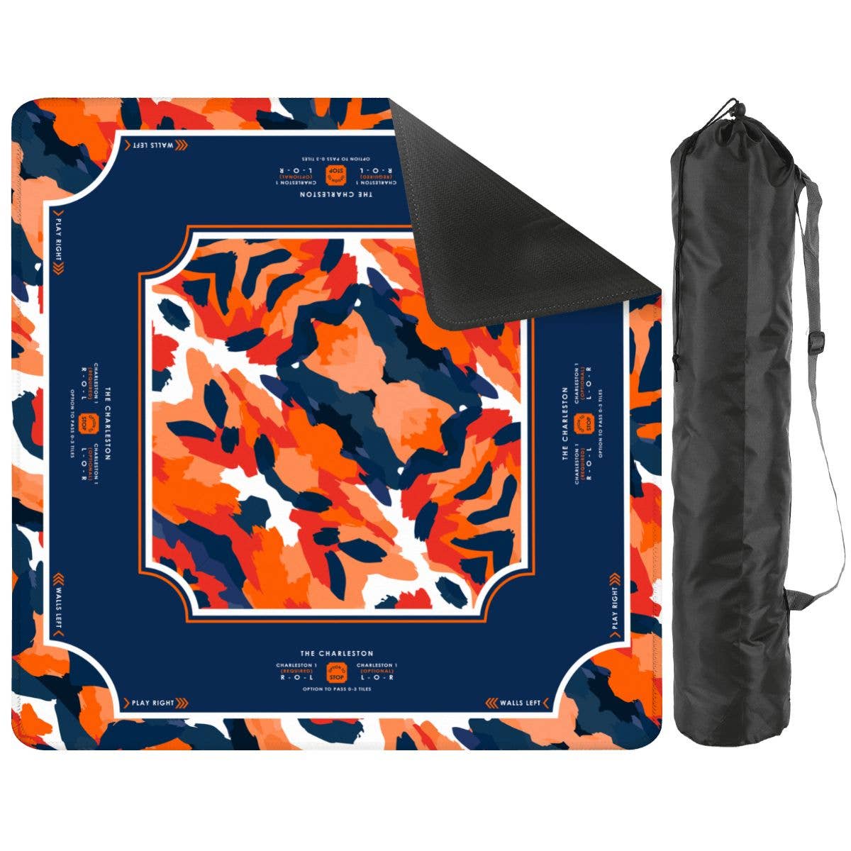 Game Day Mahjong Mat | Custom Team Colors | Sports-Inspired : Orange & White / 33" x 33"