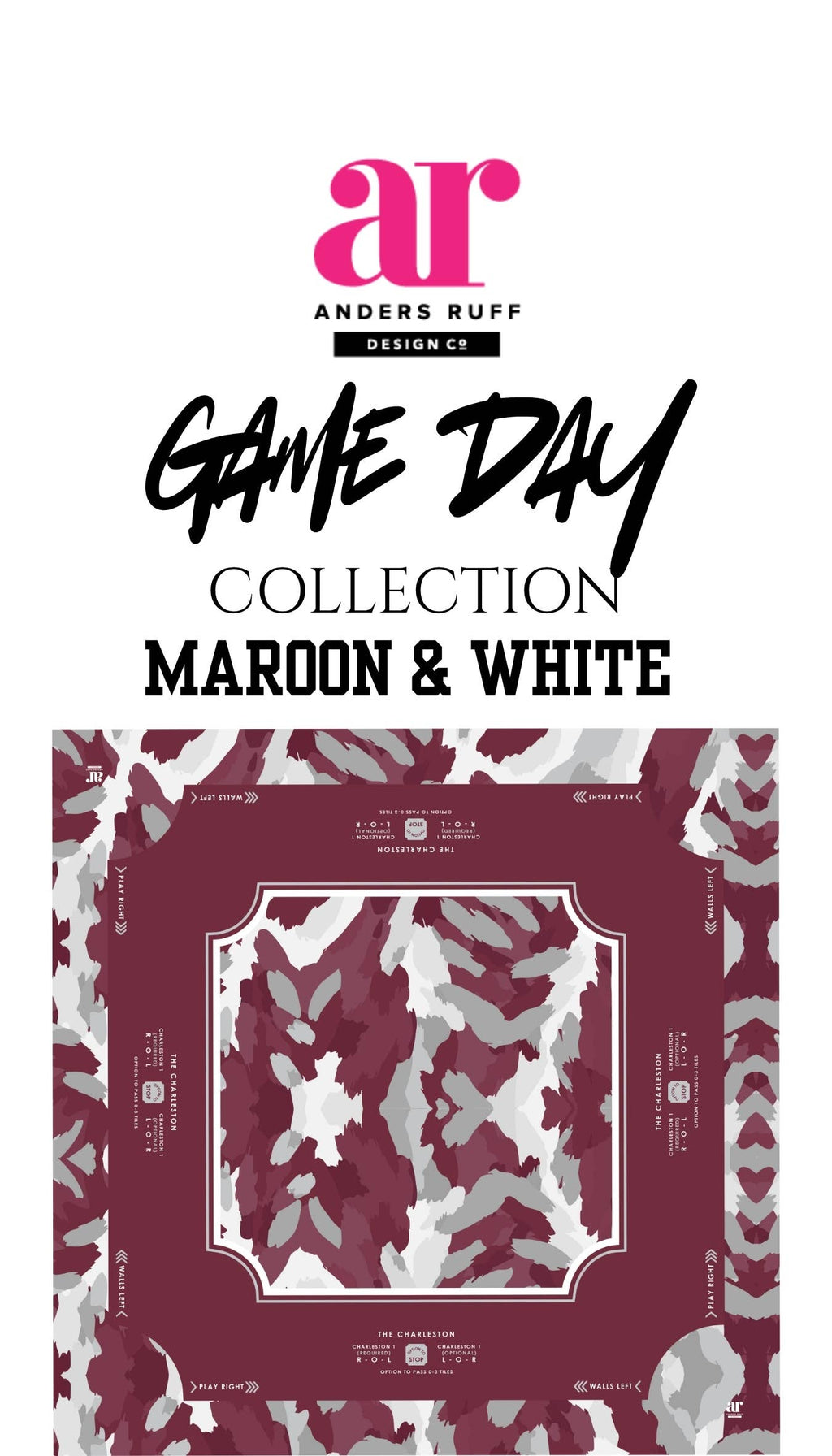 Game Day Mahjong Mat | Custom Team Colors | Sports-Inspired : Orange & White / 33" x 33"