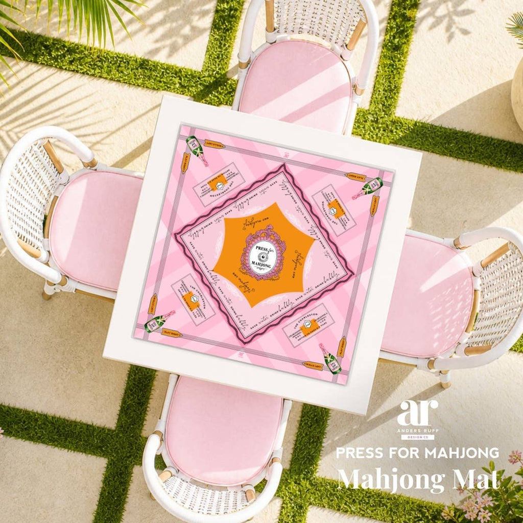 NEW NEOPRENE 'Press for Mahjong' Mat | Champagne & Mahj