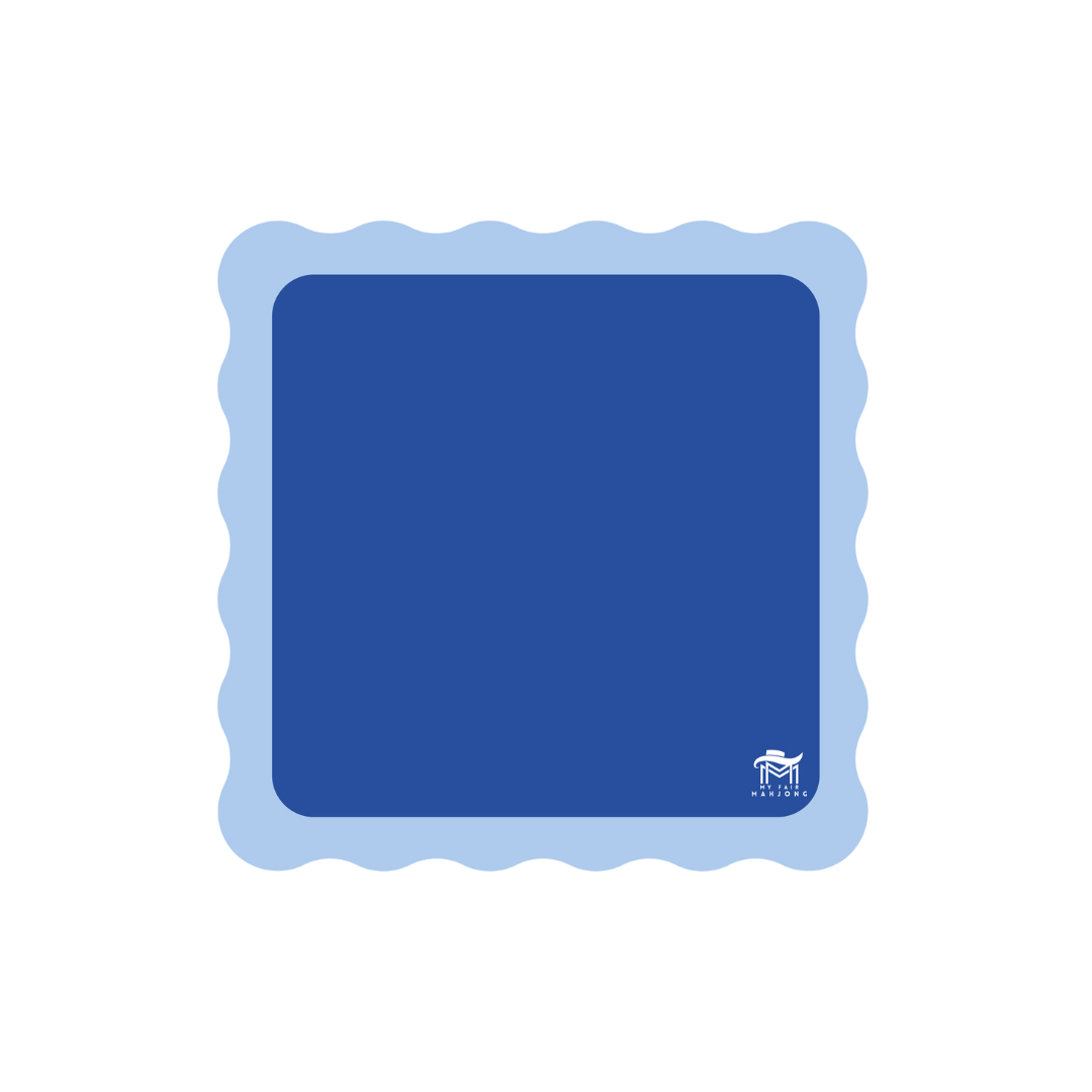 My Fair Mahjong MINI MAHJONG MAT  |  Color Wave  |  21" x 21": Cobalt Center-Blue Scallop