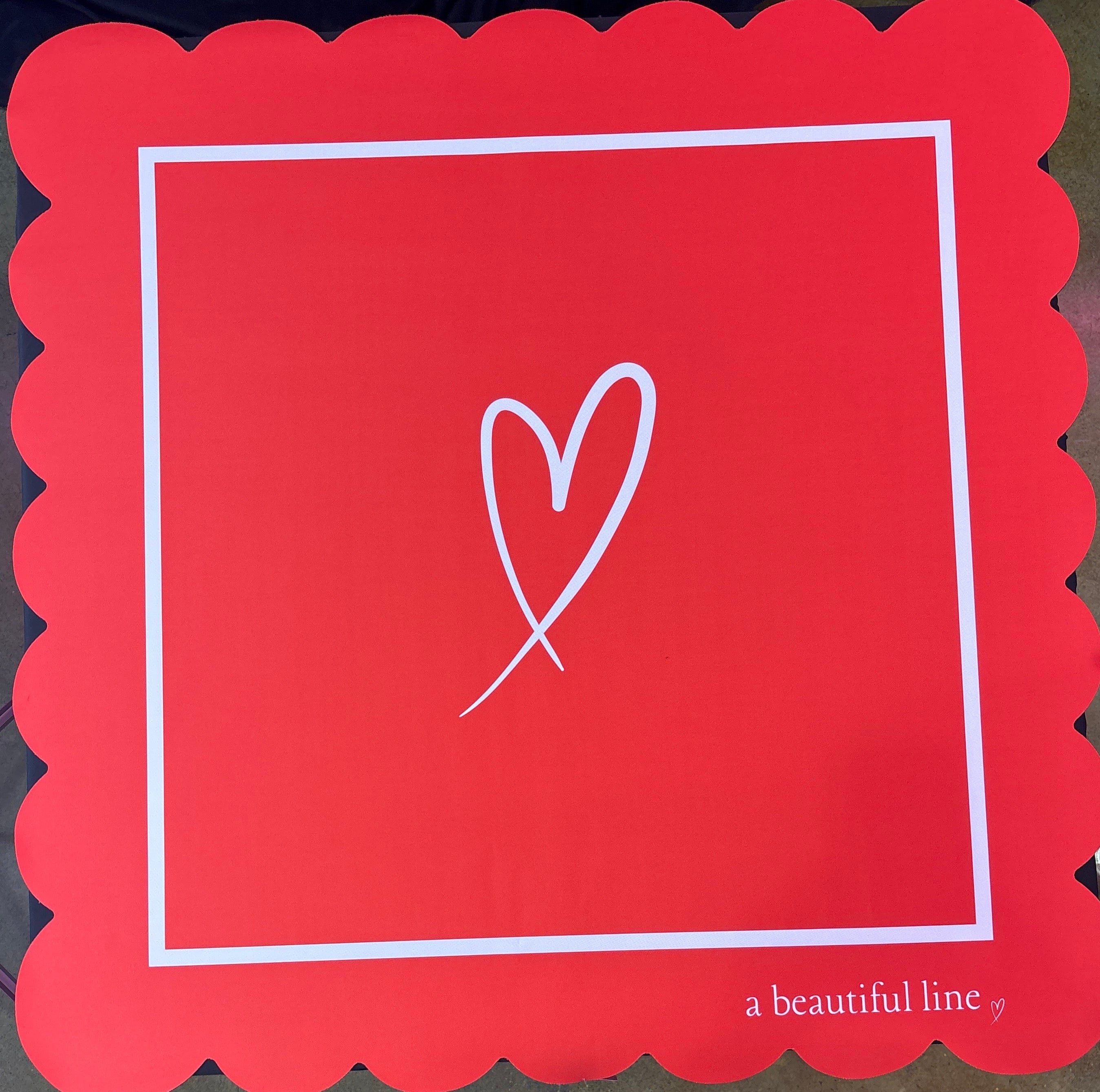 A Beautiful Line- Red Scallop Mahjong Mat