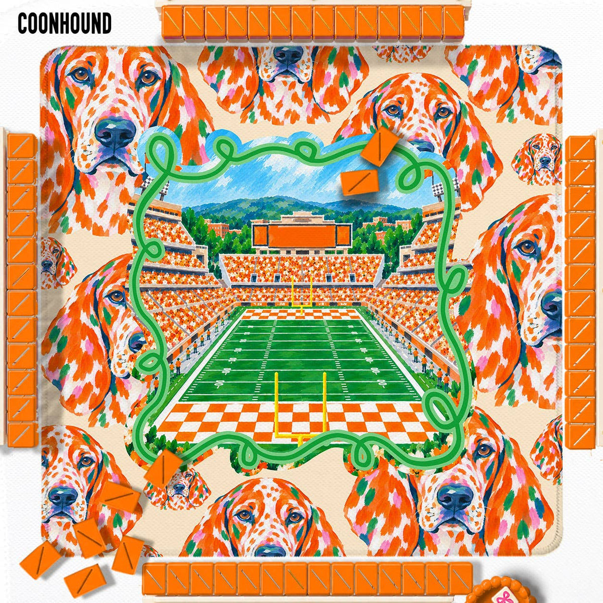 Tennessee Gameday UT Mahjong Mat 31", Football Coonhound Smokey