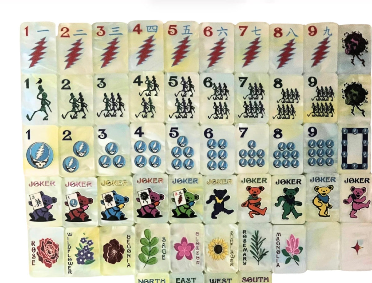 Grateful Dead Tiles (Sunshine Day Dream Tie Dye Pearl)- Bespoke Mahjong