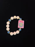 #11 Mahjong Tile Bracelet with White and Blue Beads with Joker