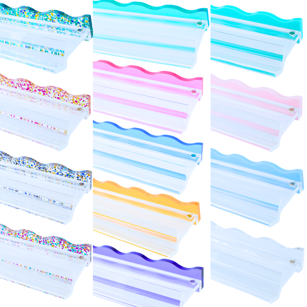 My Fair Mahjong MAHJONG RACK PUSHER ADD ON-MAGNETIC | Premium Acrylic Set(4): Confetti-Wavy-Pink