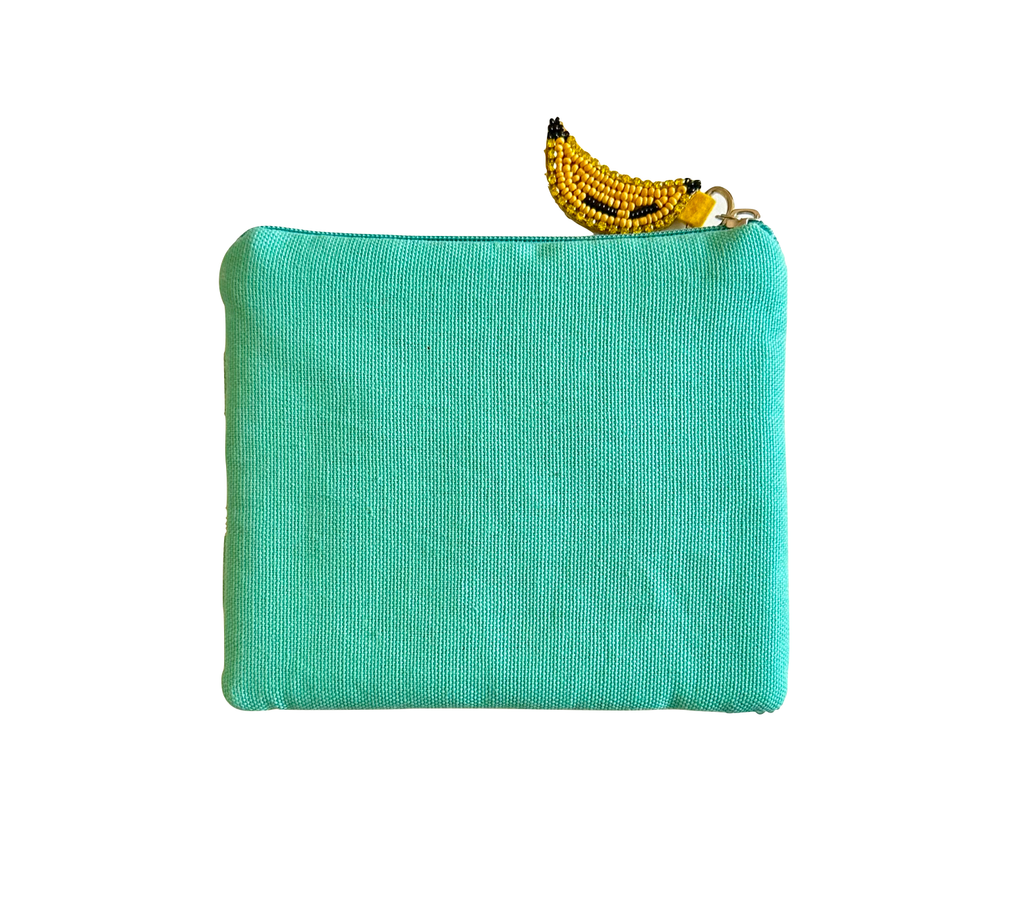 Banana Coin Purse, Fruit Beaded Bag, Floral Bag