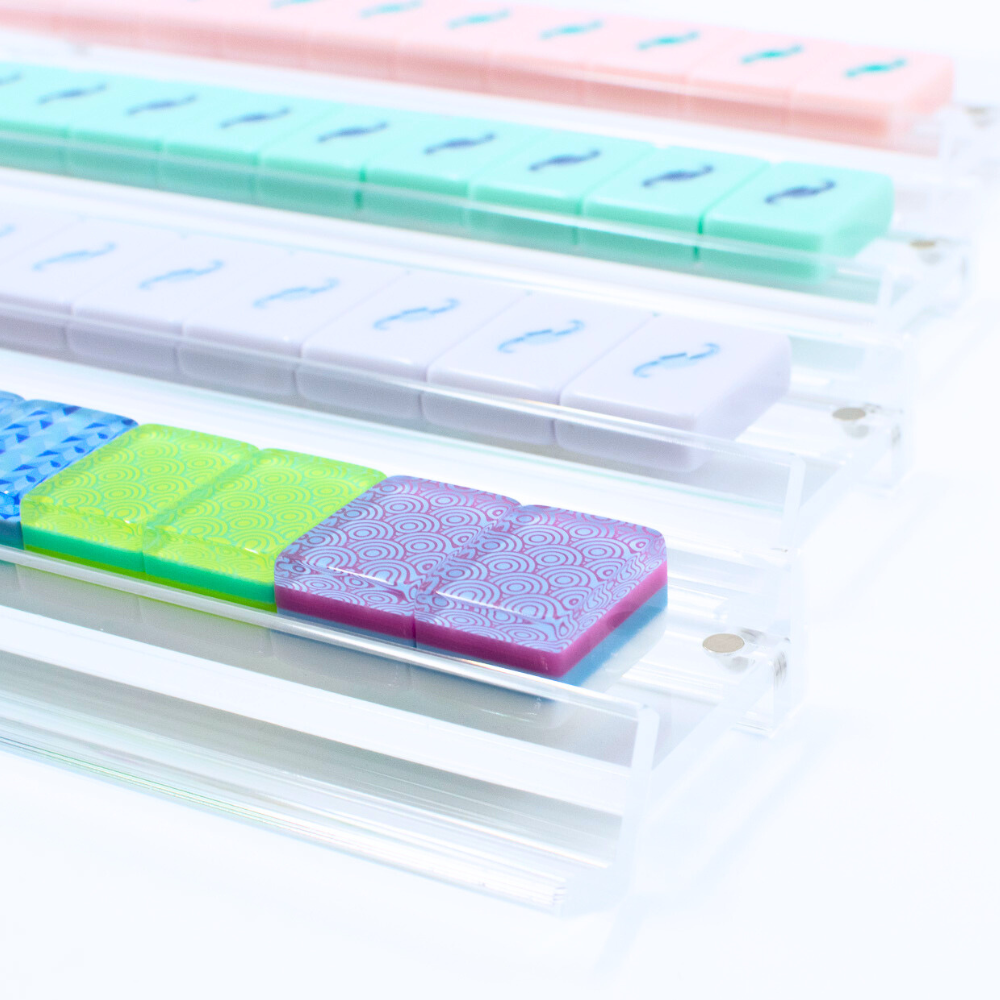 My Fair Mahjong MAHJONG RACKS | Premium Acrylic | 4 Racks + 4 Pushers: Transparent Clear