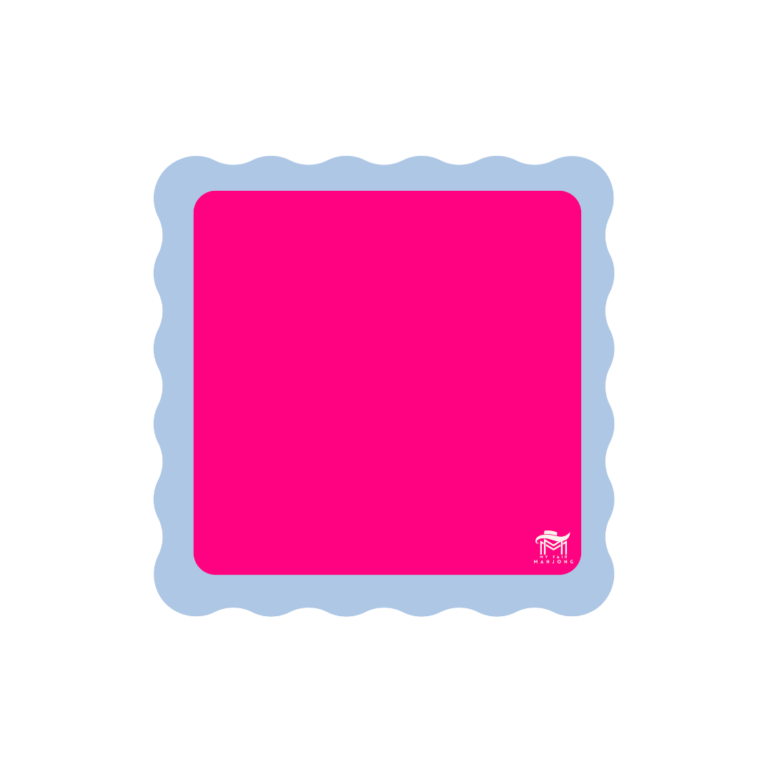 My Fair Mahjong MINI MAHJONG MAT  |  Color Wave  |  21" x 21": Orange Center- Pink Scallop