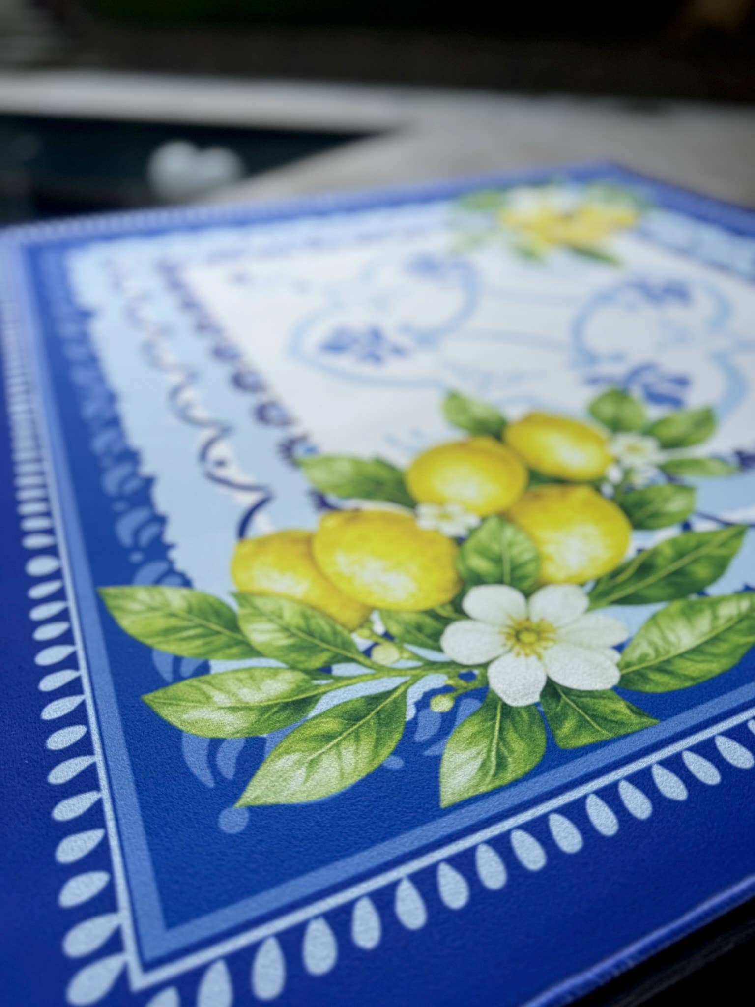 Amalfi Coast Mahjong Mat | Lemon Italy Mediterranean: 31.5” x 31.5” / Limoncello Tile