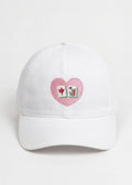 MAHJONG Heart Tiles Embroidered Baseball Cap: White