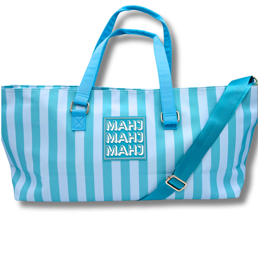 My Fair Mahjong MAHJONG TOTE BAG  |  Wide with Zipper Closure: Geometric- Pink Tote Bag