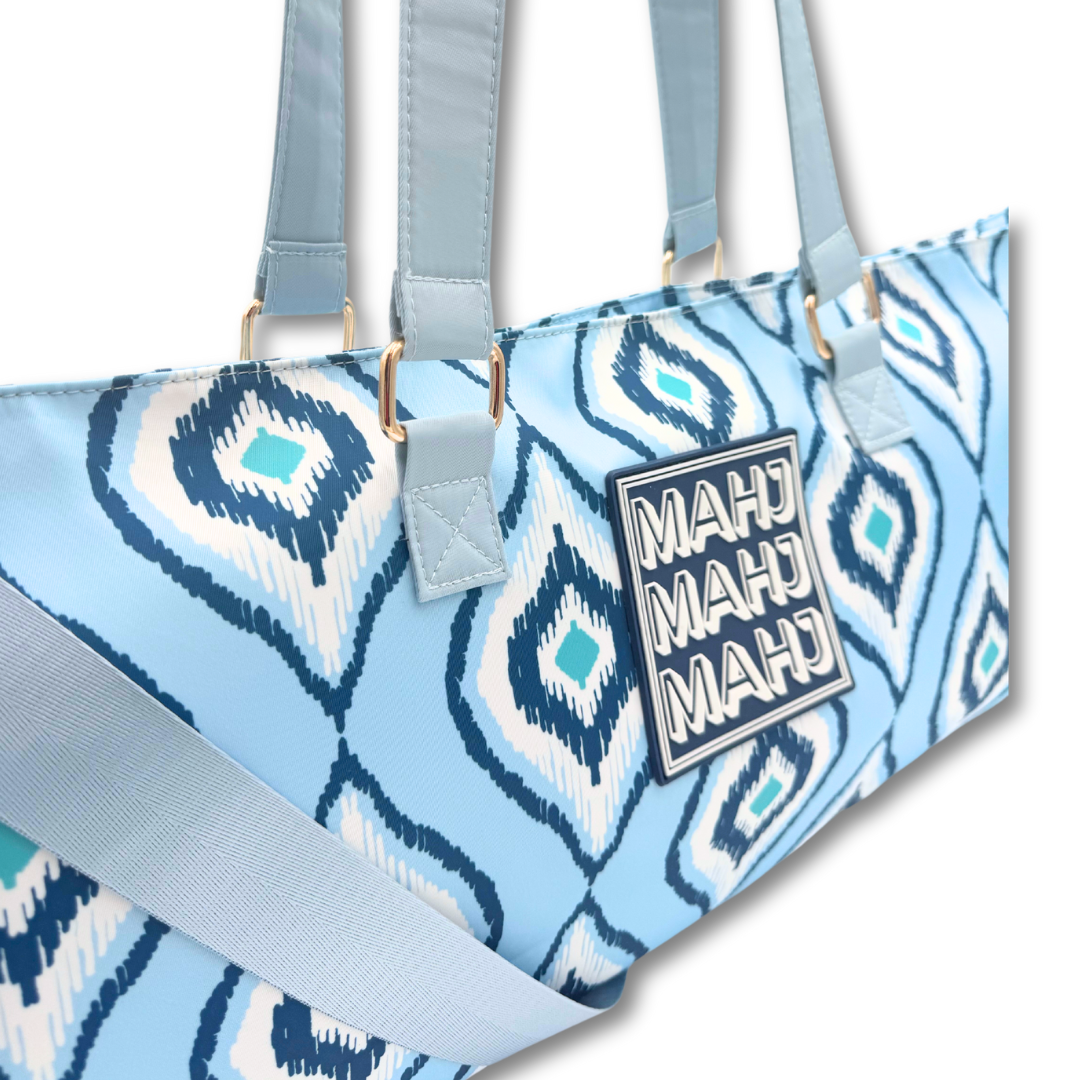 My Fair Mahjong MAHJONG TOTE BAG  |  Wide with Zipper Closure: Arrows- Purple Tote Bag