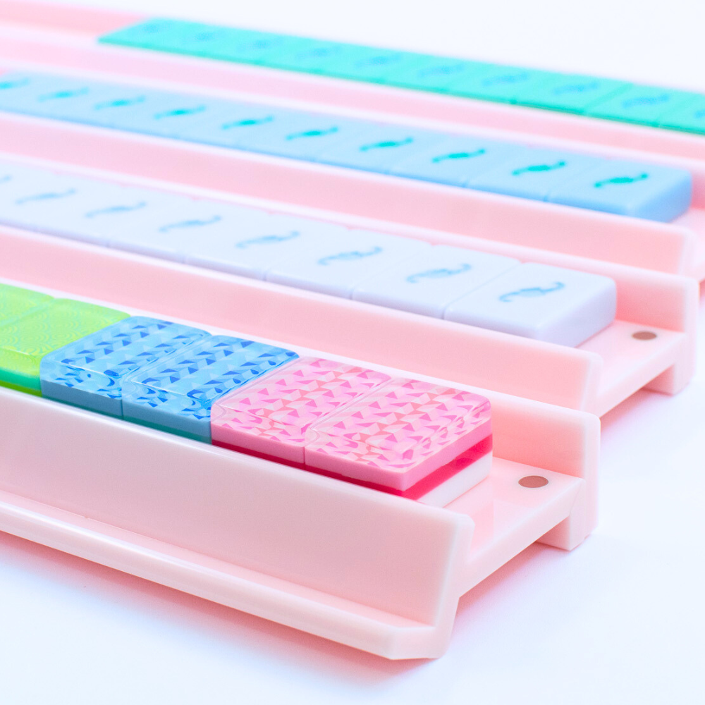 My Fair Mahjong MAHJONG RACKS | Premium Acrylic | 4 Racks + 4 Pushers: Solid Macaron Purple
