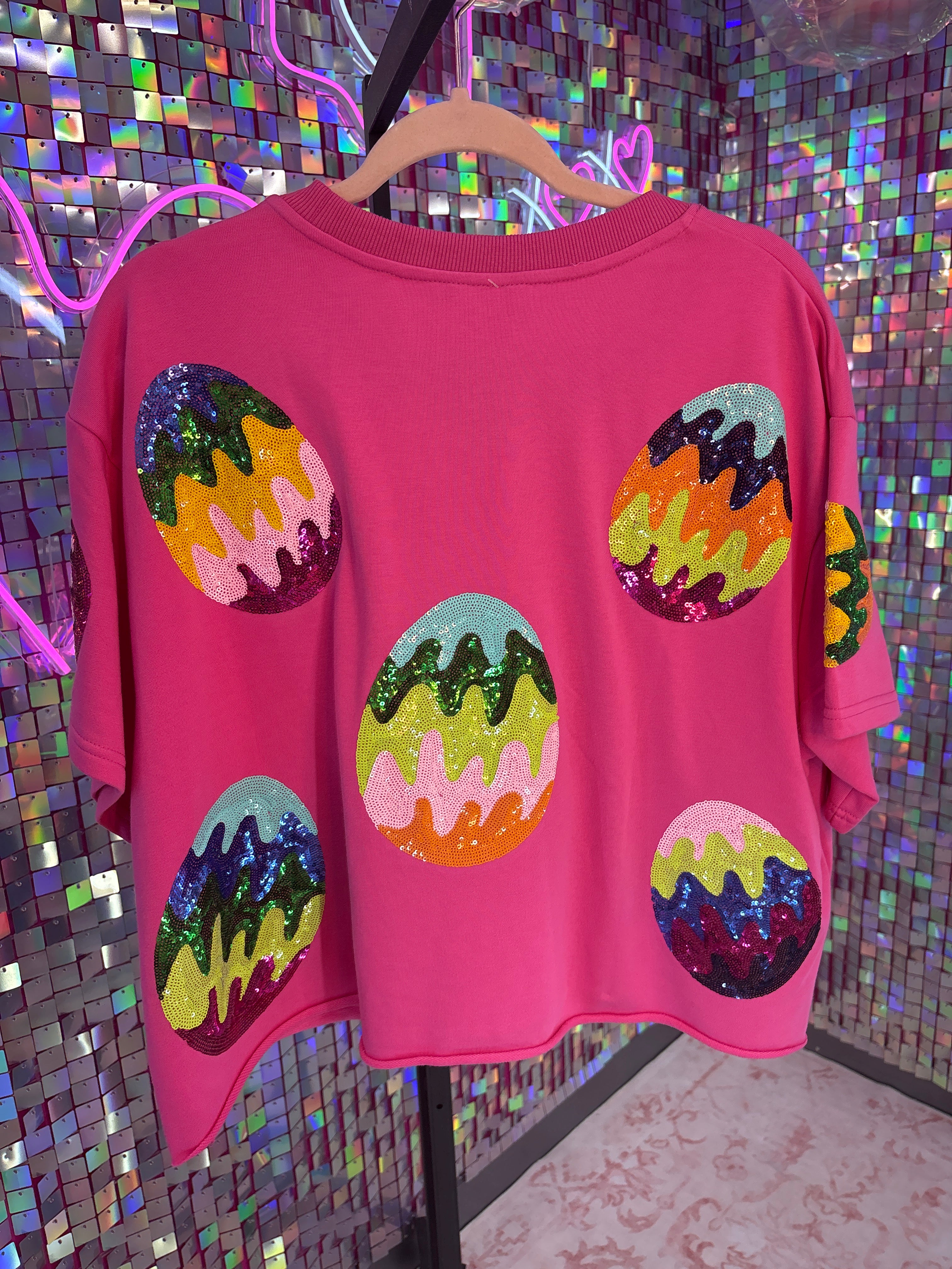 Queen of Sparkles QOS NWOT Pink Easter Egg Shirt XL