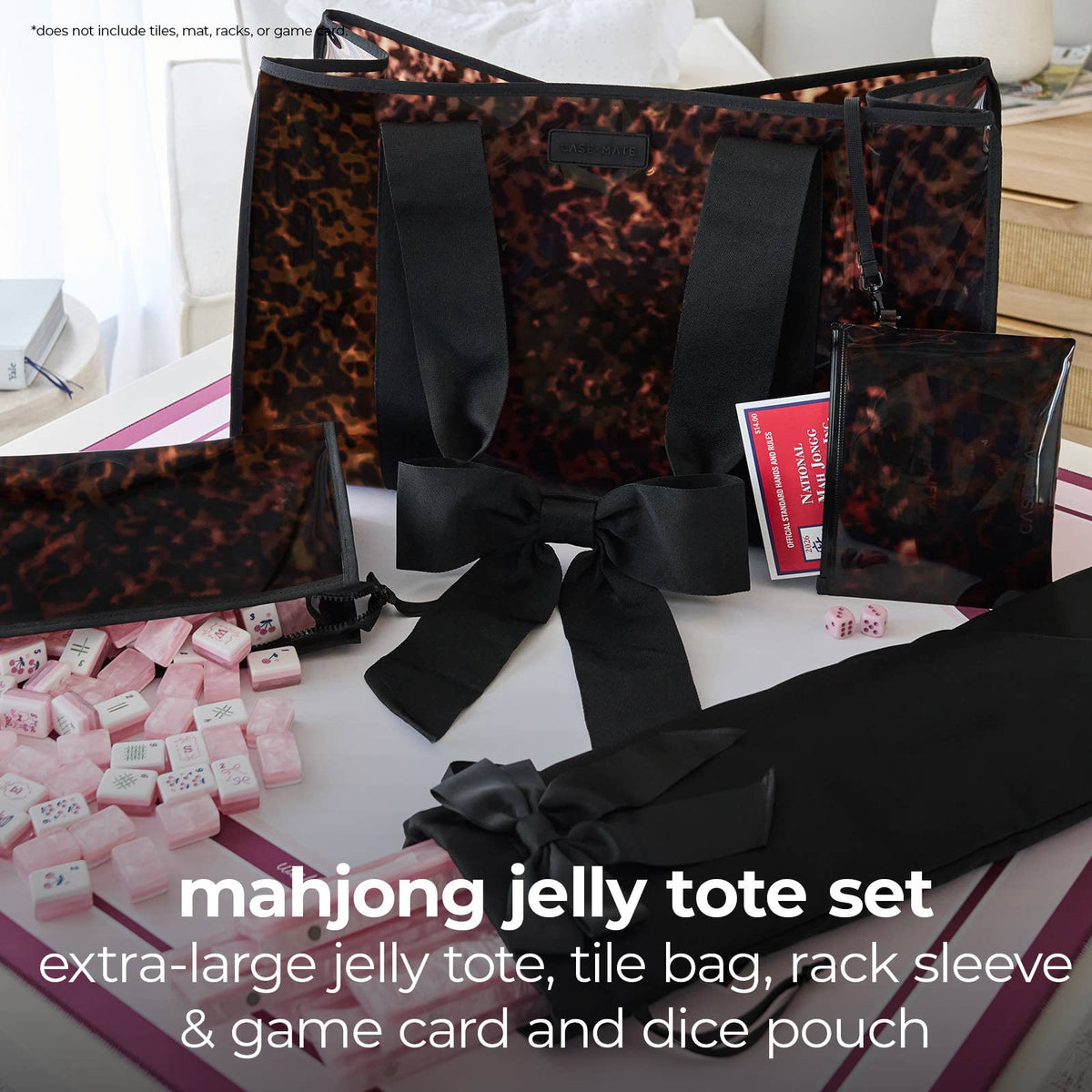 Case-Mate Mahjong Jelly Tote Set: Tortoiseshell Bow